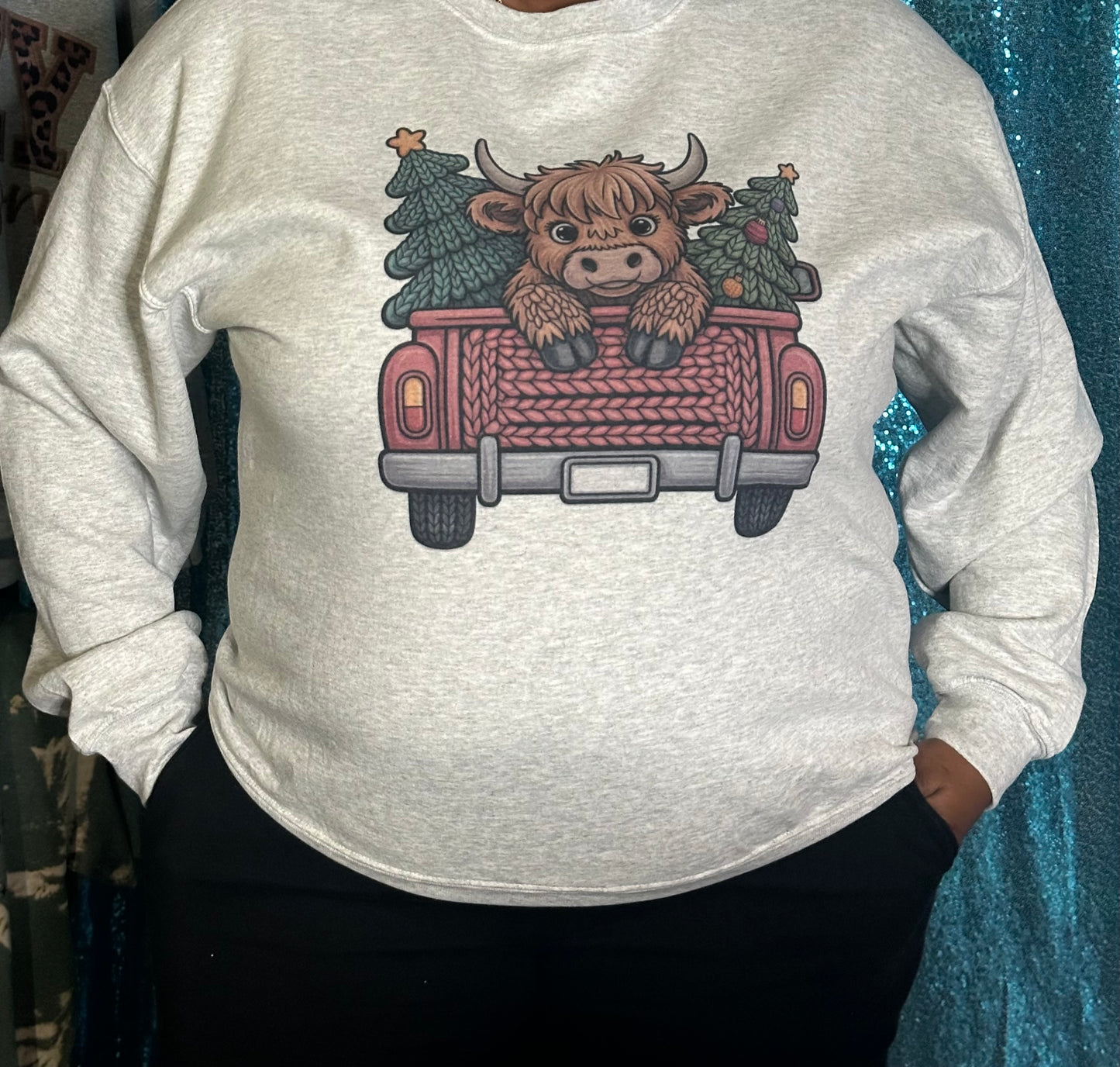 Christmas Cow with truck